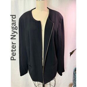 Peter Nygard Black Asymmetrical Zip Jacket Minimalist Modern Chic Blazer